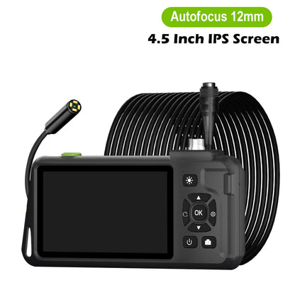 4.5'' IPS Endoscope Camera HD1080P Replaceable 15m Rigid Cable 5.0MP Autofocus Camera Waterproof Inspcection Car Sewer Borescope