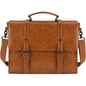 Men's Leather Briefcase Retro Chic Bag 15.6 inch Waterproof Leather Large Capacity Crossbody Bag Laptop Tote