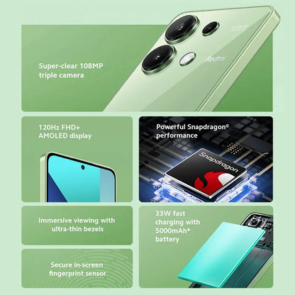 [Global Version] Xiaomi Redmi Note 13 Smartphone 128GB / 256GB 6.67" AMOLED display 108MP Camera Snapdragon 685 5000mAh