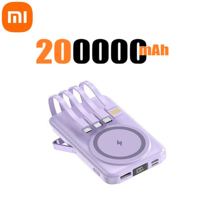 Xiaomi 22.5W 200000mAh Magnetic Wireless Charger Power Bank with Phone Holder PowerBank For iPhone Samsung Huawei Fast Charging