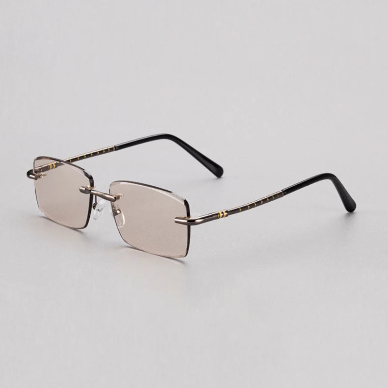 Natural Crystal Stone Sunglasses Man Luxury Rimless Glass Sun Glasses Woman Brown Mineral Len Vintage Moisturizing Eye Rectangle