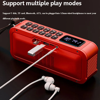 Portable Outdoor Bluetooth Speaker Wireless Dual Horn Subwoofer Handsfree Call TF Card Music Player Support FM Radio Recording