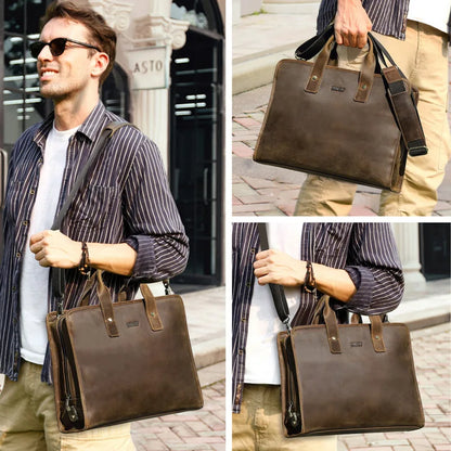 Cow Leather Mans Messenger Luxury Brand Bag Combination Lock Men's Business Briefcase Portable Oblique Span Computer Portfolio