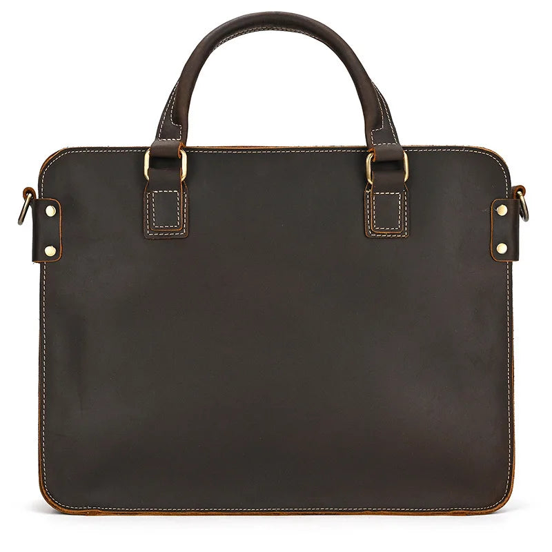 Mew Leather Briefcase 14inch Computer Cowhide Handbag Shoulder Messenger Commuting Genuine Leather Men Briefcases Commuting Bag