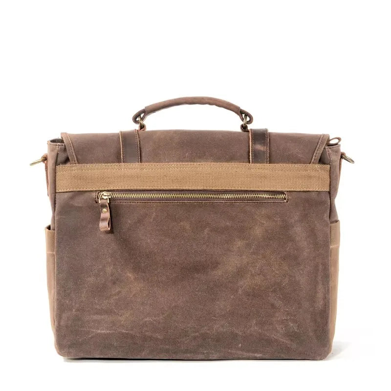 Men's Briefcase Messenger Bags Waxed Canvas 15.6''Laptop