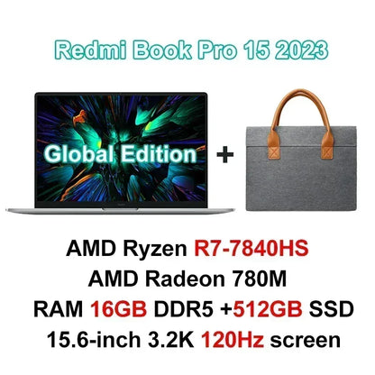 Xiaomi Laptop Redmi Book Pro 15 Ryzen R7-7840HS AMD 780M 16G RAM 512G/1T 15.6Inch 3.2K 120Hz New Mi Notebook