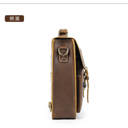 Vintage Handbags Men's Leather Notebook Bag Cowhide Travel Trolley Wheel Luggage Men's Messenger Bag Business Briefcases