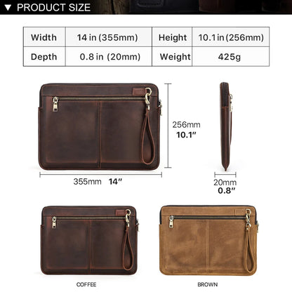 Crazy Horse Leather Sleeve Bag For Macbook Air 13 M3 M4 Case Pro 14 M1 M2 A2779 A2442 Pro 13 15.4 16 inch Chip Laptop Bag Cover