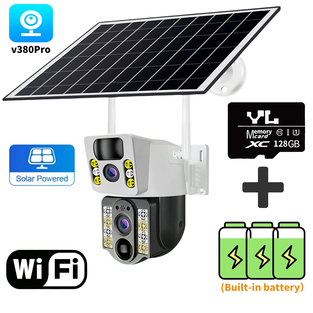 4K Solar Camera 4G SIM Card Dual Lens 8MP HD Night Vision IP CCTV Surveillance PTZ PIR Human Detection Alarm Waterproof WIFI Cam