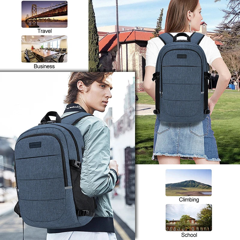 Fashionable Multi Pocket Neutral Backpack, Waterproof, Anti-theft, 14 Inch Computer Backpack, USB And Headphone Reserved Ports