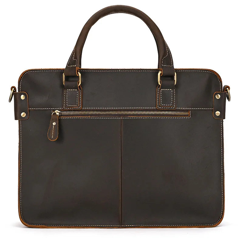 Mew Leather Briefcase 14inch Computer Cowhide Handbag Shoulder Messenger Commuting Genuine Leather Men Briefcases Commuting Bag