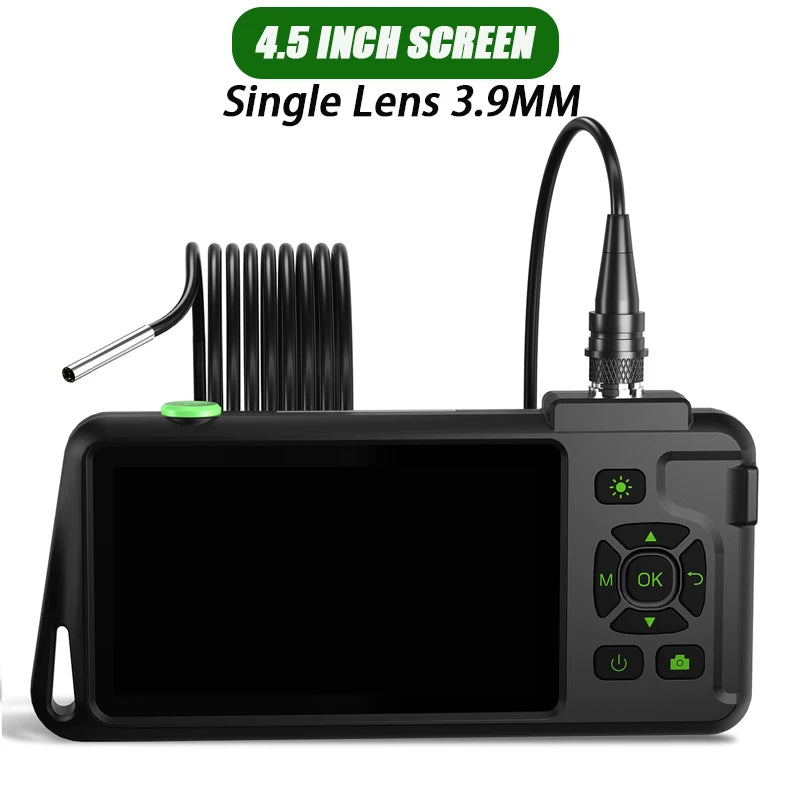 4.5'' IPS Endoscope Camera HD1080P Replaceable 15m Rigid Cable 5.0MP Autofocus Camera Waterproof Inspcection Car Sewer Borescope