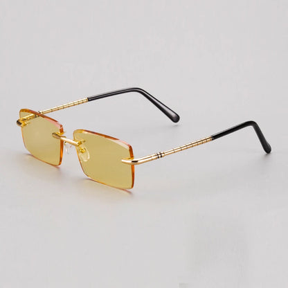 Natural Crystal Stone Sunglasses Man Luxury Rimless Glass Sun Glasses Woman Brown Mineral Len Vintage Moisturizing Eye Rectangle