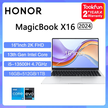 2024 New HONOR Laptop MagicBook X16 Pro 2024 16"Inch FHD Intel Core i5-13500H AMD Ryzen R5 7640HS Computer PC Notebook Ultrabook