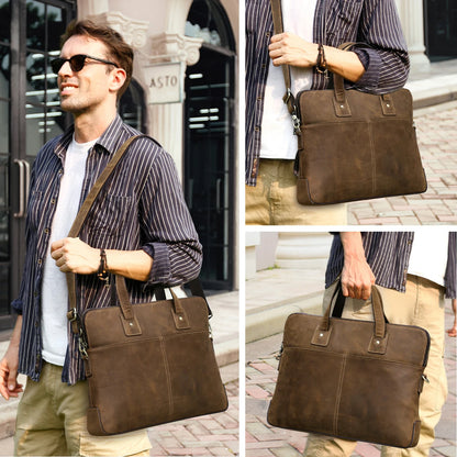 Retro Leather Laptop Bag With Strap For Macbook M4 M3 M2 M1 Air 13 Pro 14 15 16 Inch Case Handbag Men Shoulder Crossbody Bag