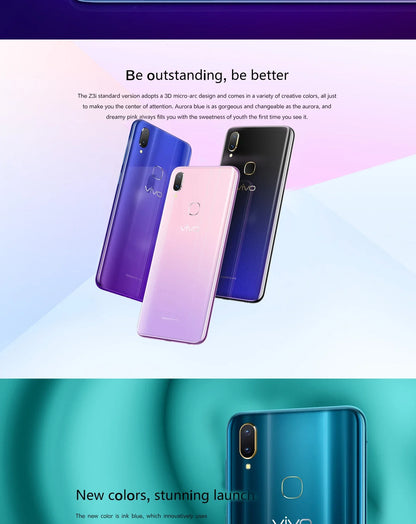 Vivo Z3i 4G smartphone CPU MediaTek Helio P60 6.3-inch screen 16MP camera 3315mAh battery used phone