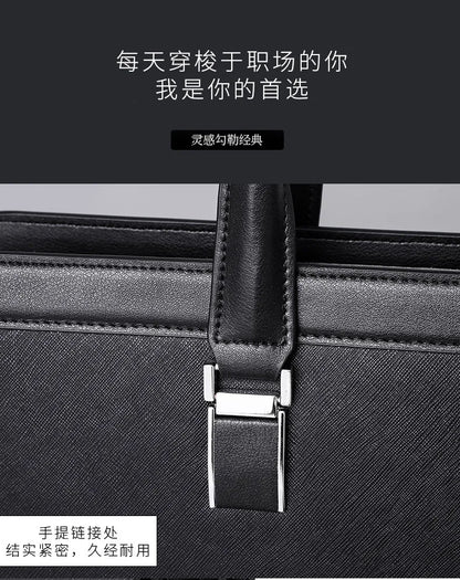 OYIXINGER Men's Leather Business Briefcase Bag Female Casual Handbag Cowhide Computer Bag 14 Inch Laptop Bags Man's Nice Gift