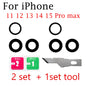 2set For iPhone 13 Pro Max 12 11 14 ProMax Mini XR XS XSMax  Back Rear camera Glass lens with sticker adhesive Replacement