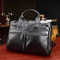 Top Grade Thick Genuine Leather Men Briefcase 15" Laptop Cow Leather Business Bag Tote Man Briefcase With Shoulder Strap