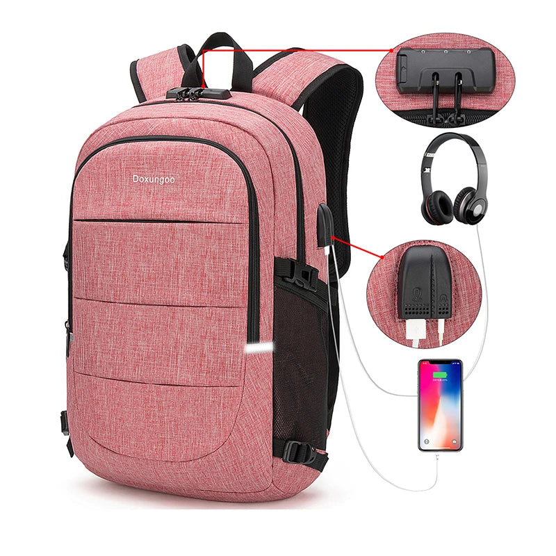 Fashionable Multi Pocket Neutral Backpack, Waterproof, Anti-theft, 14 Inch Computer Backpack, USB And Headphone Reserved Ports