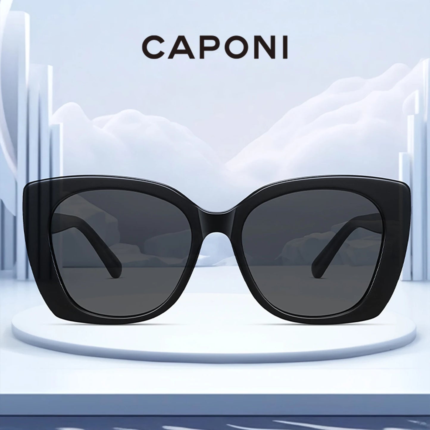 CAPONI Polarize Nylon Sunglasses For Women High Quality Acetate Eyewear UV400 Protection Fashion Oversized Sun Glasses CP24062