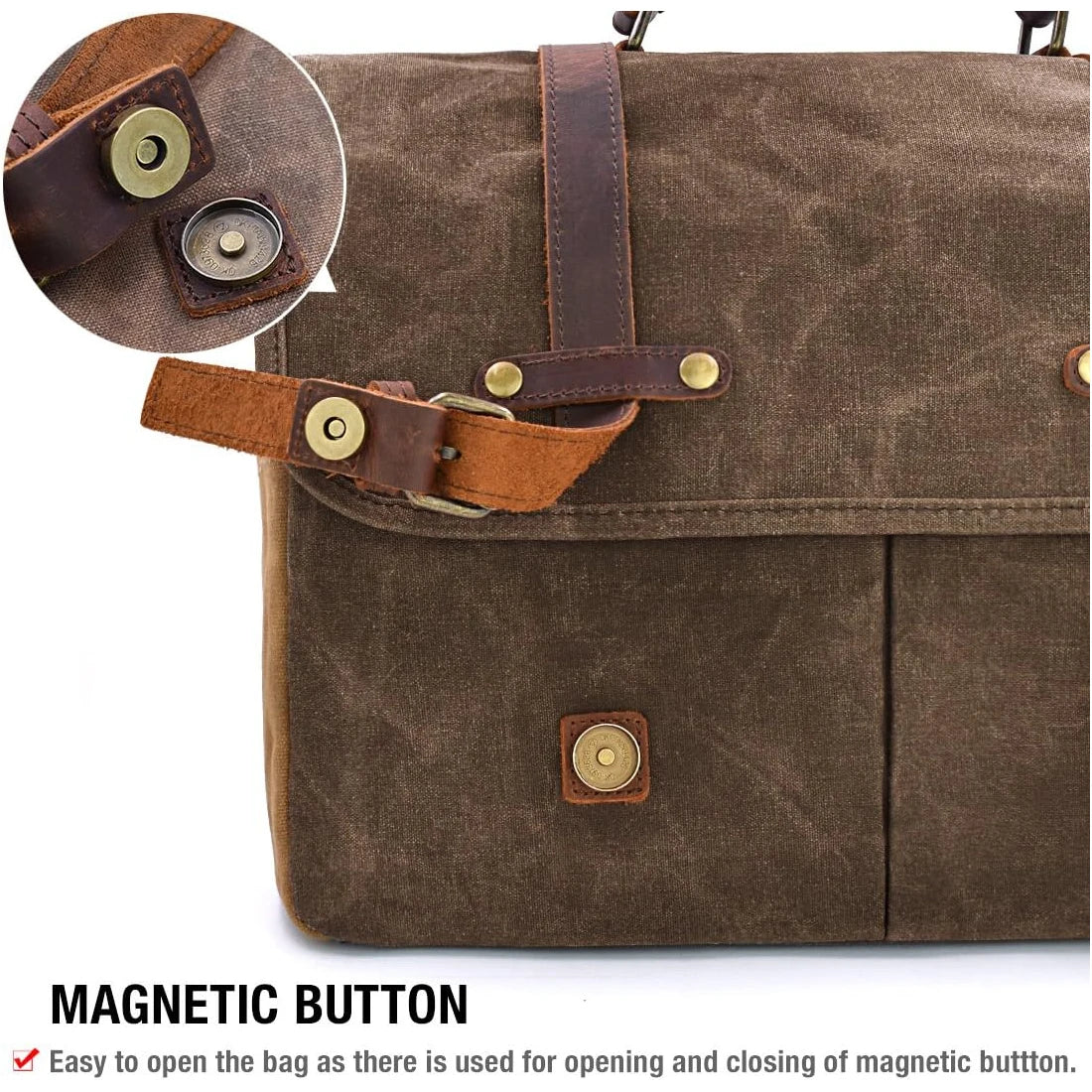 Large Capacity Men's Messenger Bag Sturdy Canvas Laptop Bag 15.6 Inch Waterproof Vintage Briefcase Crossbody Shoulder Bag