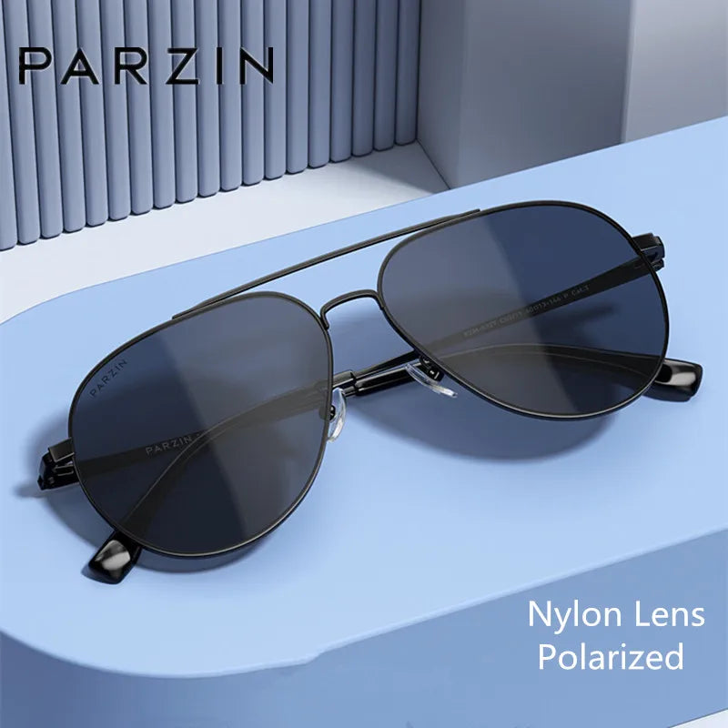 PARZIN Sunglasses For Men Pilot Polarized Nylon Lens Sun Glasses Male Alloy Frame UV400 Glasses For Driving 8327