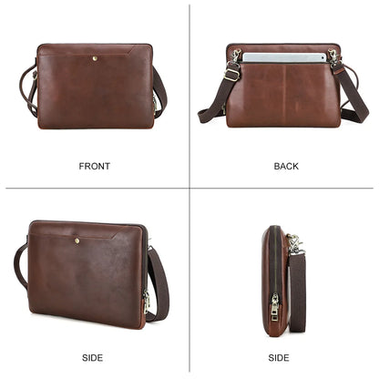 Men's Genuine Leather Laptop Bag For MacBook Pro Air 14 13 Handbag Crossbody Briefcase Bussiness Handbag With Shoulder Strap