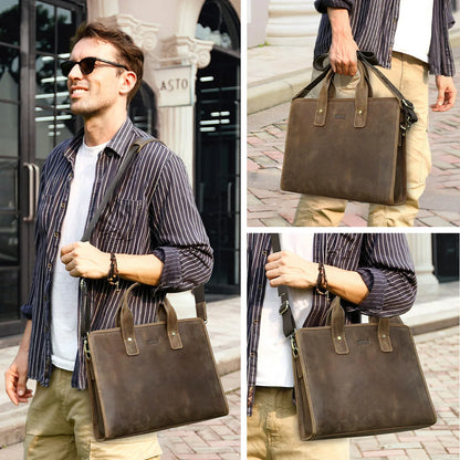 Crazy Horse Messenger Briefcase Luxury Bag Brand Messenger Men Leather Handbags Men's Casual Business сумка мужская портфель