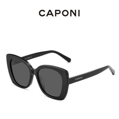 CAPONI Polarize Nylon Sunglasses For Women High Quality Acetate Eyewear UV400 Protection Fashion Oversized Sun Glasses CP24062