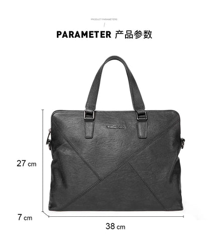 Men's leather briefcase, fashionable retro style computer bag, large capacity personalized backpack, shoulder bag