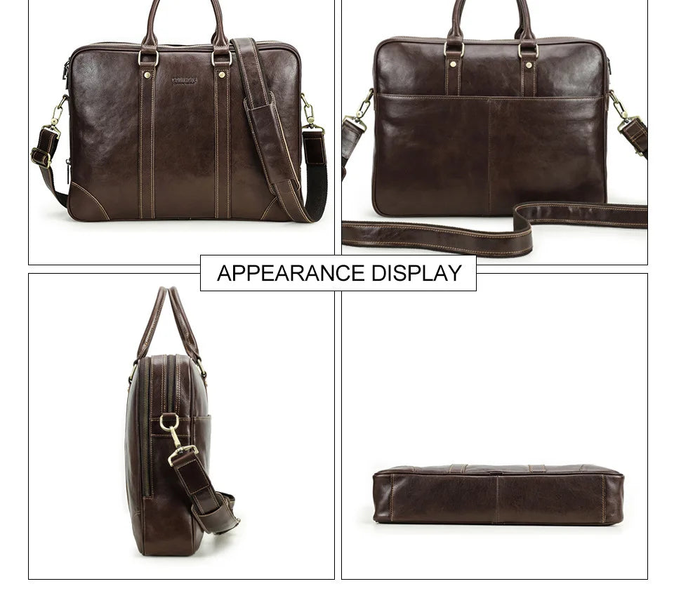 Leather Shoulder Messenger Bag Men Leather Can Hold 14.2-inch Business Laptop Briefcase сумка на плечо кожаная ноутбука портфель