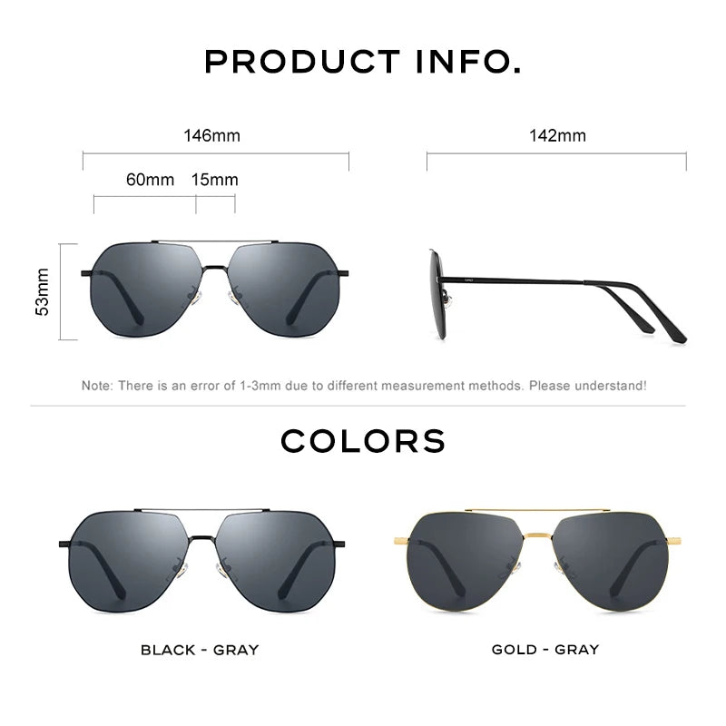 CAPONI Pilot Men's Sunglasses Nylon Material Classic Style Sun Glasses For Men Driving UV400 Protection Fishing Shades CP7023