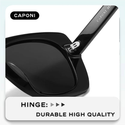 CAPONI Polarize Nylon Sunglasses For Women High Quality Acetate Eyewear UV400 Protection Fashion Oversized Sun Glasses CP24062