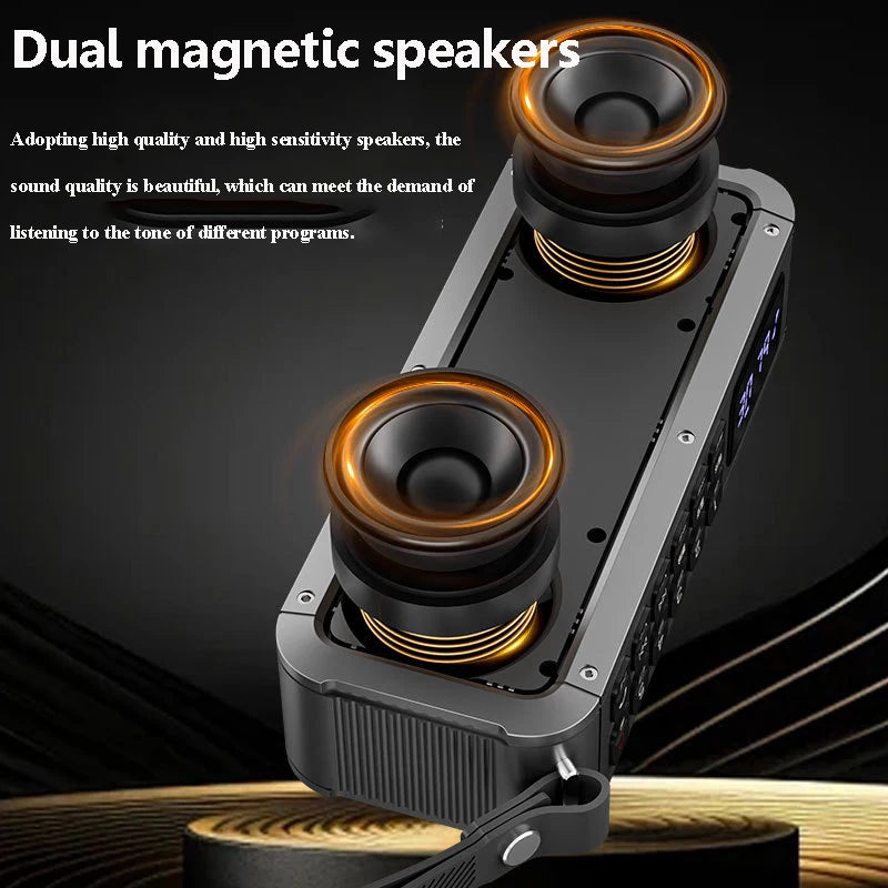 Portable Outdoor Bluetooth Speaker Wireless Dual Horn Subwoofer Handsfree Call TF Card Music Player Support FM Radio Recording