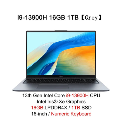 2024 HUAWEI MateBook D16 SE/D16 i9-13900H/i7-13700H/i5-13500H/i5-13420H 16GB 512GB/1TB 16-inch SSD LPDDR4X Numeric Keypad