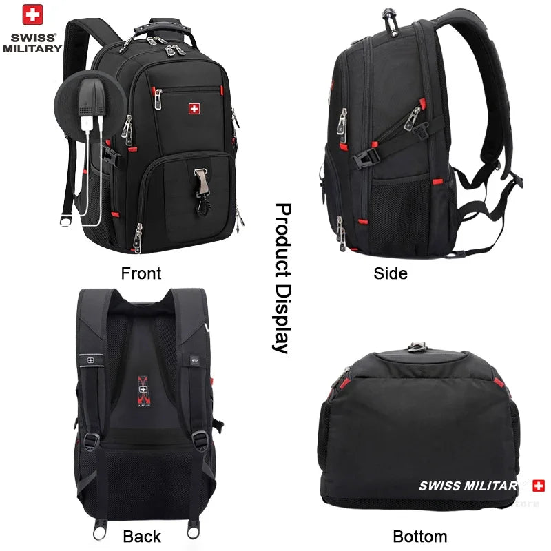 Waterproof Men's Backpack 15.6/17 Inch Laptop Backpacks School Travel Bags Swiss-style Large Capacity Business Bagpack Mochila