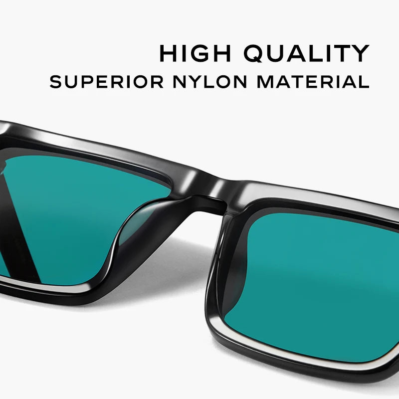 CAPONI Nylon Polarized Sunglasses High Quality Acetate Square Flat Design Sun Glasses For Men UV400 Protect Black Shades CP7499