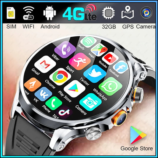 4G LTE Smartwatch Android 32G ROM Storage HD Camera GPS 2024 Smart Watch Men 2G 4G SIM Card WIFI Wireless Fast Internet Access