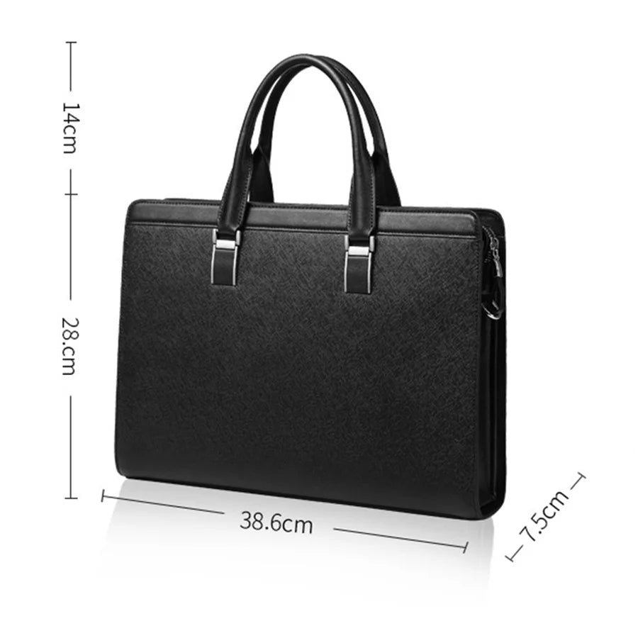 OYIXINGER Men's Leather Business Briefcase Bag Female Casual Handbag Cowhide Computer Bag 14 Inch Laptop Bags Man's Nice Gift