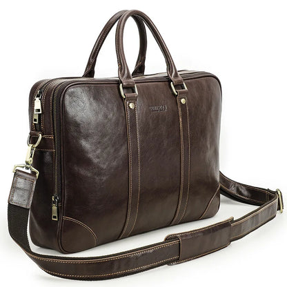 Leather Shoulder Messenger Bag Men Leather Can Hold 14.2-inch Business Laptop Briefcase сумка на плечо кожаная ноутбука портфель