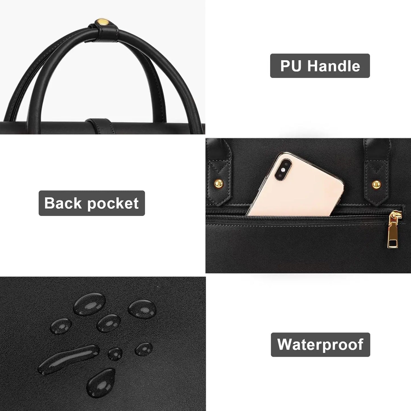 Women's Tote Bag PU Leather Laptop Bag Casual Handbag Travel Office College Briefcase Backpack 15.6 inch Shoulder Messenger Bag