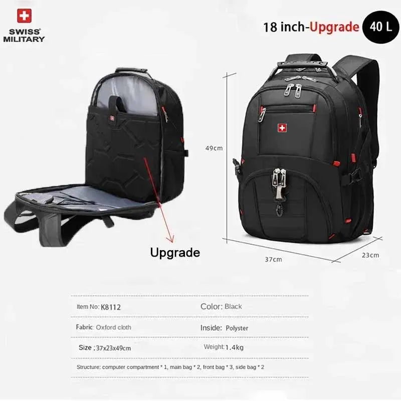 Waterproof Men's Backpack 15.6/17 Inch Laptop Backpacks School Travel Bags Swiss-style Large Capacity Business Bagpack Mochila