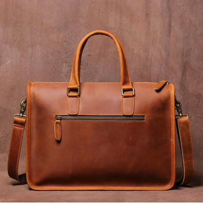 Men's Bag Crazy Horse Leather Men Briefcase for Laptop 14 Messenger Men's Leather Business Office Bag A4 File