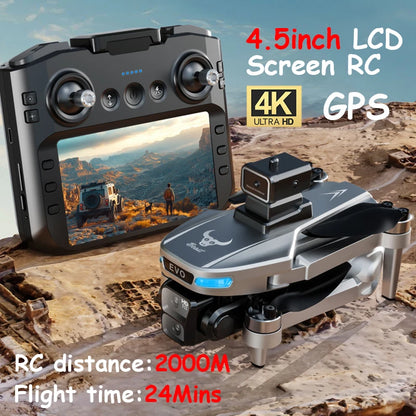 4K Drone Professional HD Camera 5G WIFI FPV Drones 360° Obstacle Avoidance 4.5 inch Screen Brushless RC Quadcopter GPS Dron Toys