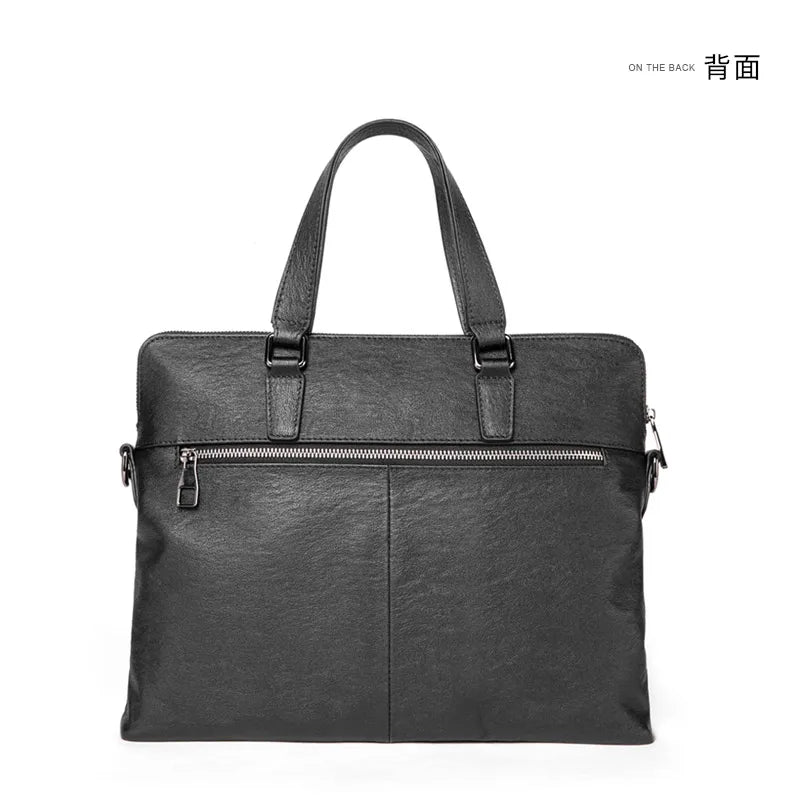 Men's leather briefcase, fashionable retro style computer bag, large capacity personalized backpack, shoulder bag