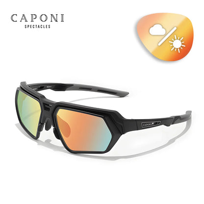 CAPONI Cycling Sunglasses For Men Photochromic Orange Sun Glasses UV400 Protection Design Anti Dust Windproof Glasses CP24705