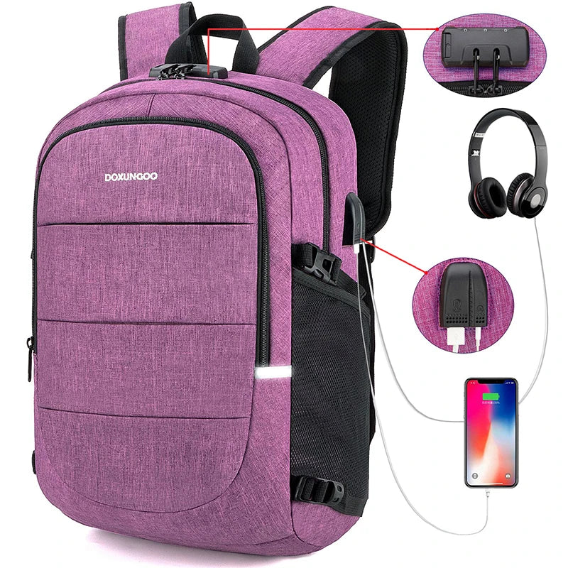 Fashionable Multi Pocket Neutral Backpack, Waterproof, Anti-theft, 14 Inch Computer Backpack, USB And Headphone Reserved Ports