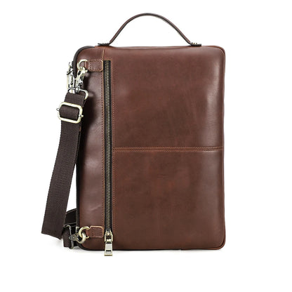 Men's Genuine Leather Laptop Bag For MacBook Pro Air 14 13 Handbag Crossbody Briefcase Bussiness Handbag With Shoulder Strap