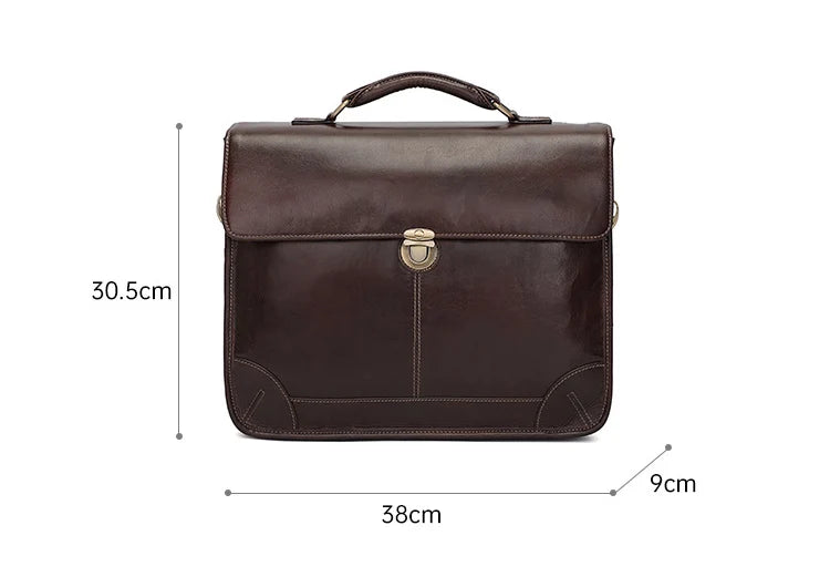 British Style Leather Briefcase Luxury Fashion Designer Shoulder Bag Laptop Business Bag Genuine Leather For Gentleman Sling bag